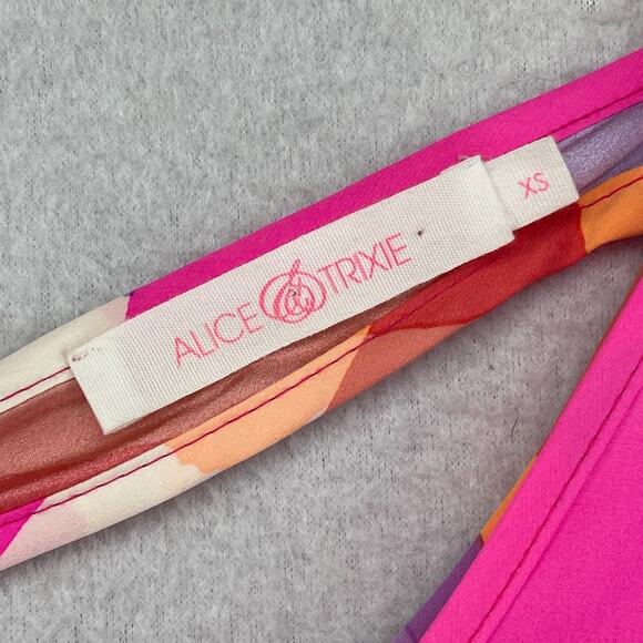 ALICE & TRIXIE Tunic Dress XS Silk Floral Cutout Cover Up Kimono Sleeve Pink - Picture 4 of 12